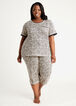 Rene Rofe Printed Capri Pajama Set, Black White image number 0
