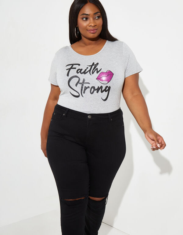 Faith Strong Graphic Tee, Heather Grey image number 0