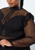 Crocheted And Crepe Sheath Dress, Black image number 2