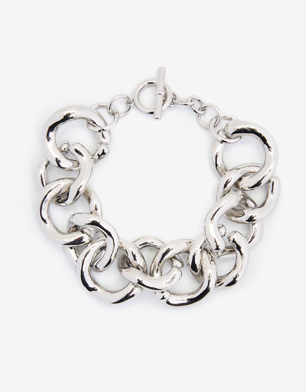 Oversized Silver Tone Bracelet, Silver image number 0