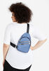 Faux Leather Crossbody Backpack, Blue image number 0