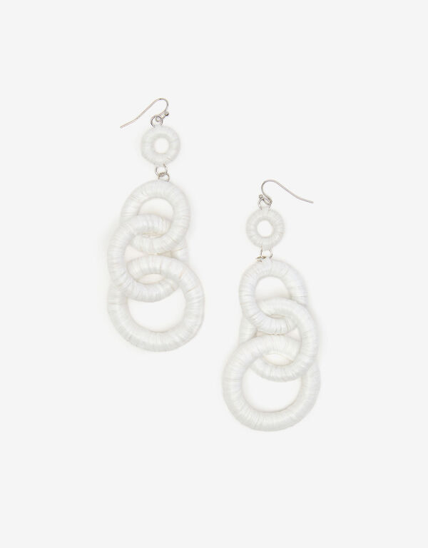 Raffia Link Earrings, White image number 0