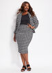 Houndstooth Pull On Pencil Skirt, Black White image number 2