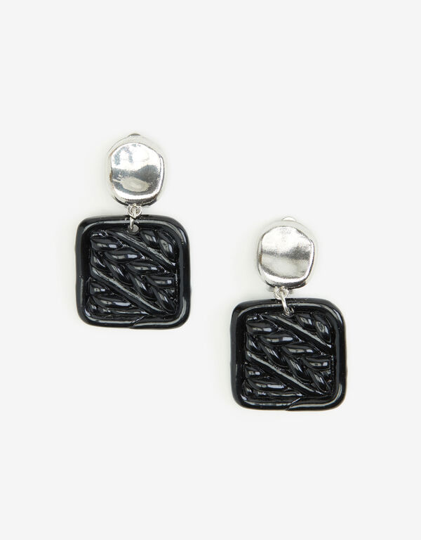 Hammered Cable Clip On Earrings, Black image number 0