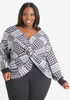 Knotted Houndstooth Sweater, Black White image number 2