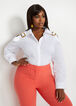 Buckle Cold-Shoulder Button Top, White image number 0