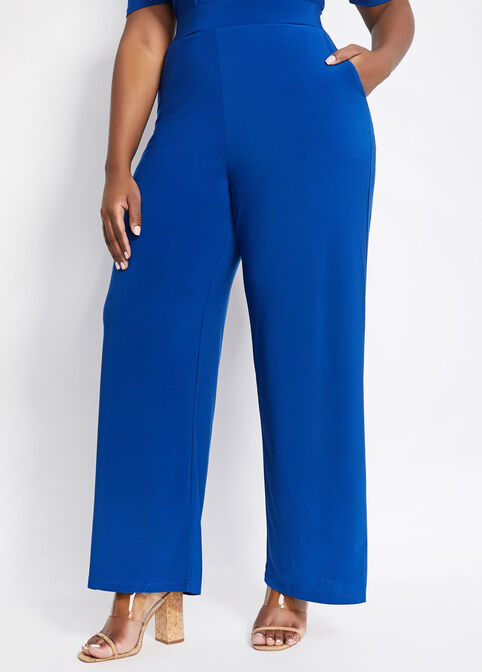 High Rise Stretch Wide Leg Pant, Royal Blue image number 0