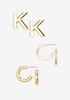 Gold K Initial Studs & Hoops Set, Gold image number 1