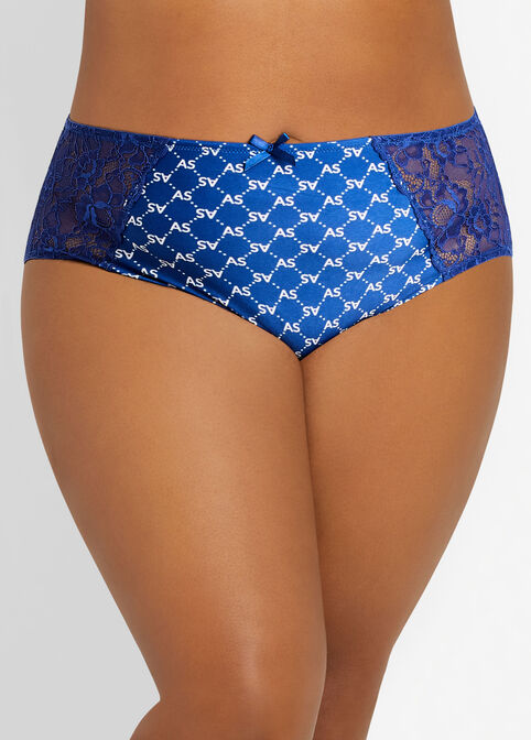 Lace Logo Hipster Panty, Navy image number 0