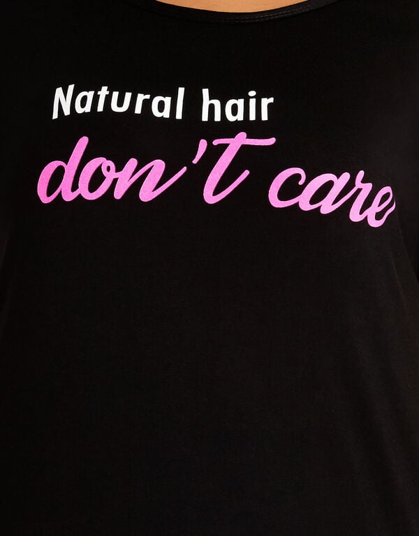 Natural Hair Dont Care Graphic Tee, Black image number 1