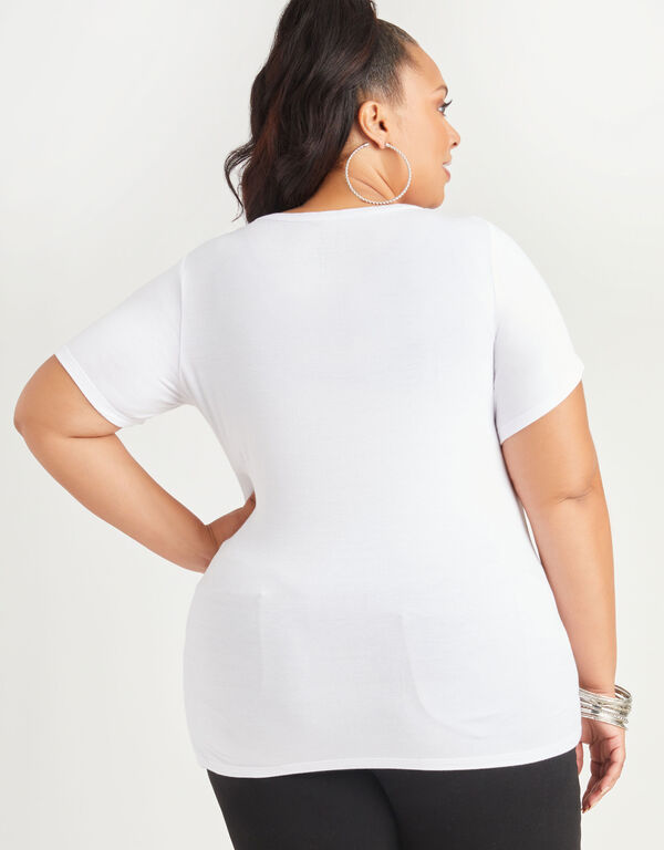 Embellished Stretch Jersey Tee, White image number 1
