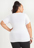 Embellished Stretch Jersey Tee, White image number 1