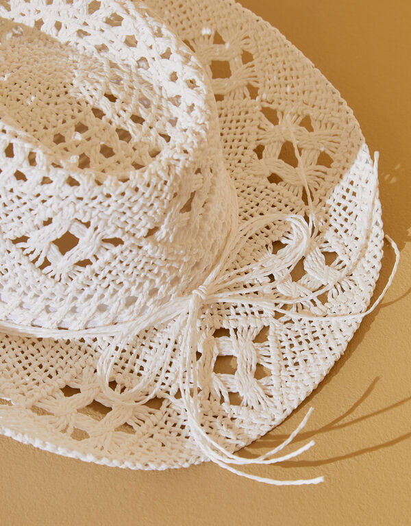 Straw Cowboy Hat, White image number 1