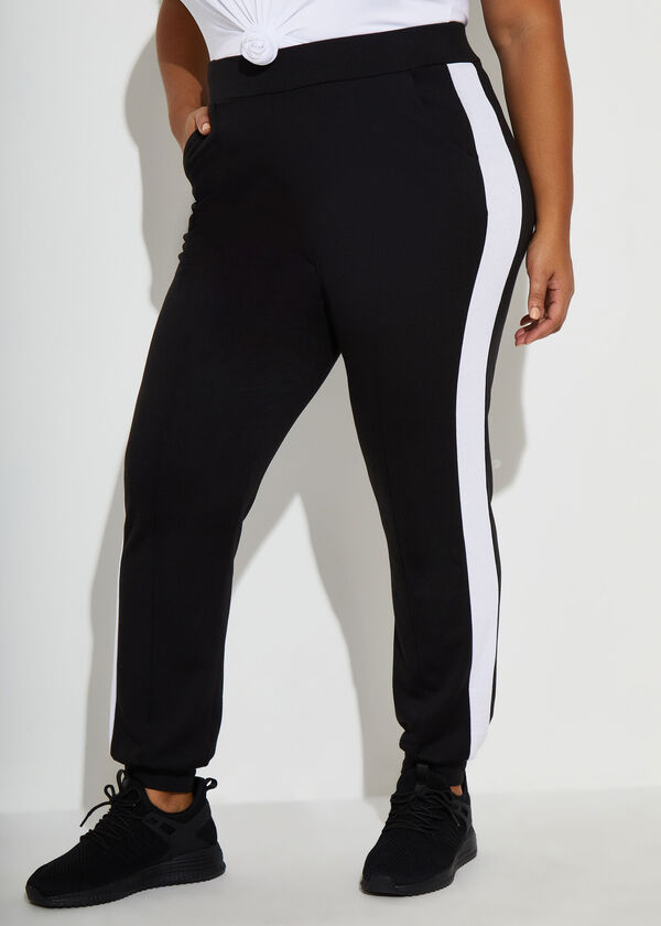 Striped French Terry Joggers, Black image number 0