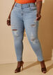 Distressed Two Button Skinny Jeans,  image number 0