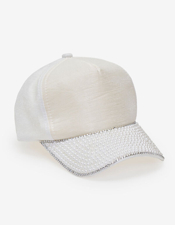 Pearl Embellished Trucker Hat, White image number 0