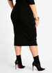 Dot Ruffle Mesh Trim Bodycon Skirt, Black White image number 1