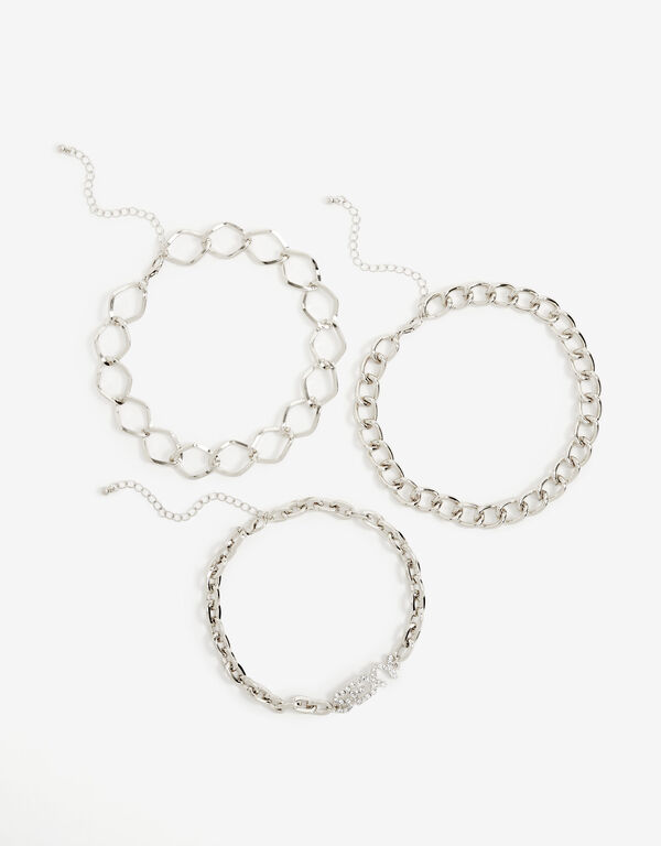 Sexy Silver Tone Anklet Set, Silver image number 1