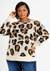 Leopard Knot Plunge Back Sweater, Beige Khaki image number 1
