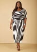 Printed Maxi Bodycon Dress, Black Combo image number 0
