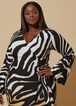 Zebra Print Faux Wrap Dress, Black Animal image number 2