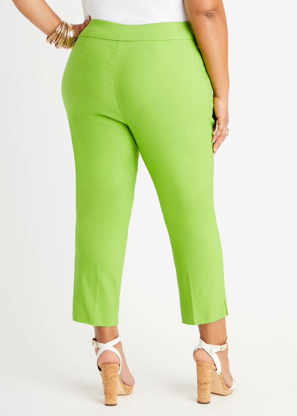 Stretch Pull On Capri Pants, Parrot Green image number 1