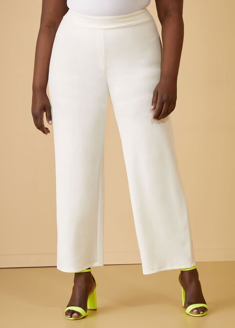 Crepe Straight Leg Trousers, White image number 2