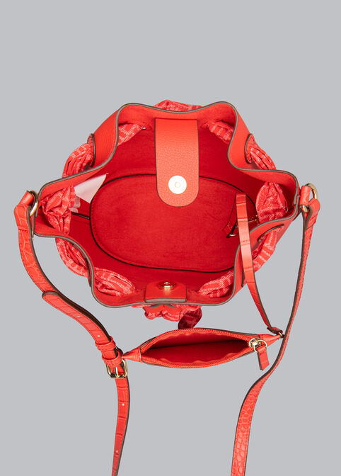 Anne Klein Drawstring Bucket Bag, Red image number 1