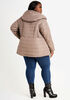 Faux Fur Lined Hooded Puffer Coat, Tan image number 1