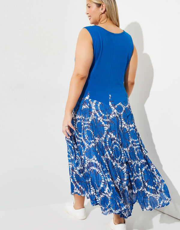 Paneled Tie Dyed Convertible Dress, Lapis Blue image number 1