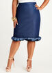 Ruffle High Waist Chambray Skirt, Denim image number 0