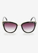 Black Rhinestone Cateye Sunglasses, Black image number 0