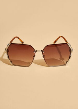 Gradient Rimless Sunglasses, Brown image number 1