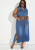 Side Split Denim Maxi Skirt, Medium Blue image number 2