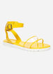 Trendy Clear Faux Patent Leather Ankle Strappy Wide Width Sandals image number 0