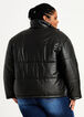 Quilted Faux Leather Puffer Coat, Black image number 1