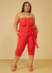 Strapless Belted Cropped Jumpsuit, Red image number 2