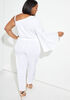 Chain Trimmed Textured Jumpsuit, White image number 1