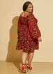 Tiered Heart Print Dress, Black Combo image number 1