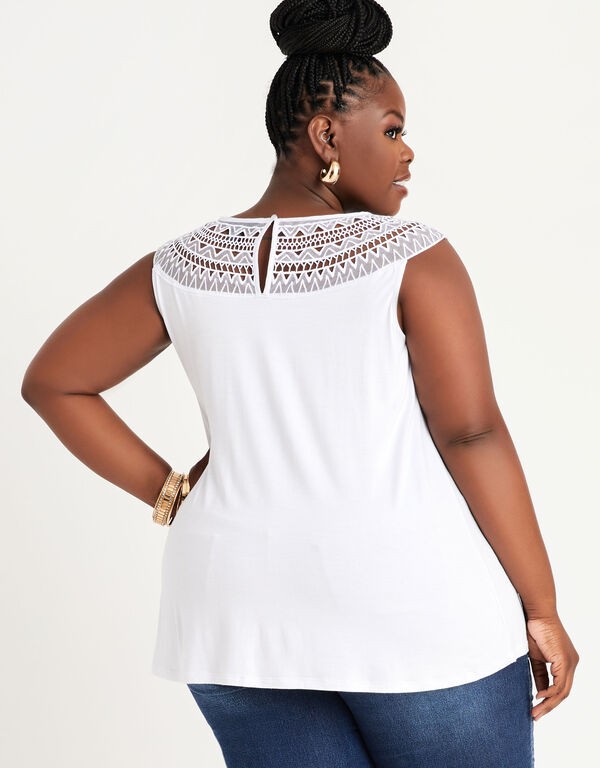 Embellished Crocheted Jersey Tunic, White image number 1