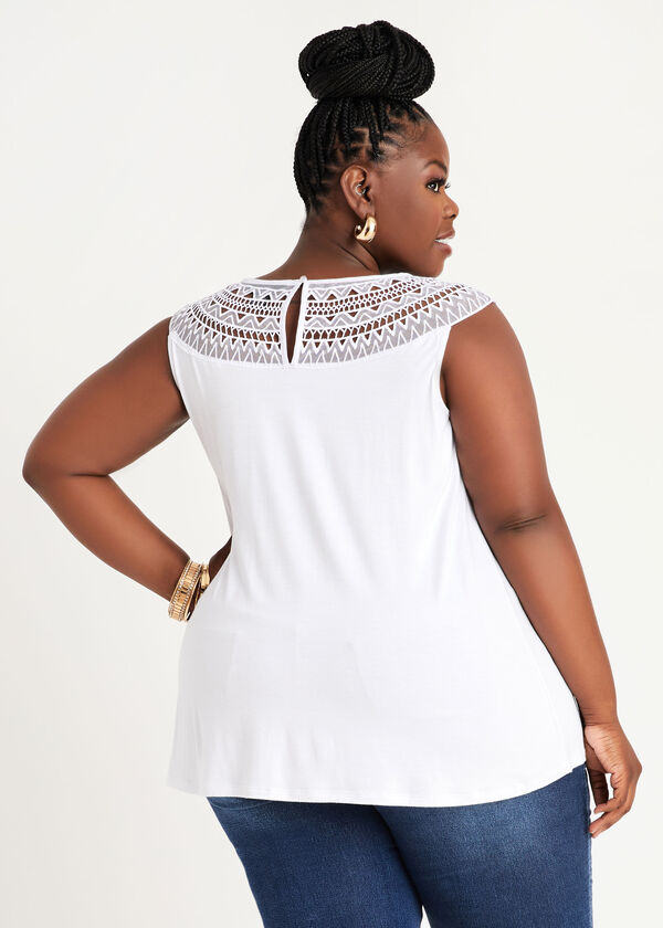 Embellished Crocheted Jersey Tunic, White image number 1