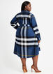 Belted Plaid A Line Shirtdress, Navy image number 1