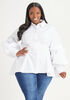 Puffed Sleeve Peplum Shirt, White image number 0