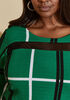 Mesh Paneled Plaid Sheath Dress, Abundant Green image number 2