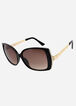 Trendy Black And Gold Oversize Cat Eye Tinted Chunky Shades Sunglasses image number 0