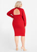Cutout Mock Neck Sweater Dress, Barbados Cherry image number 1