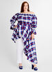 Plaid Asymmetric Ruffle Duster Top, Blue image number 0