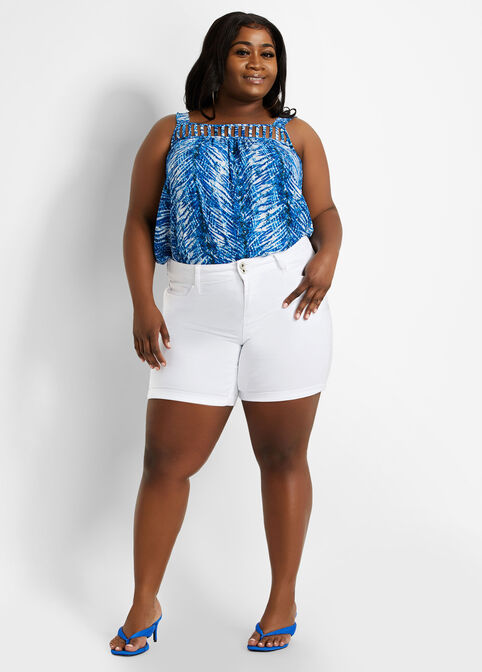 White Shape & Lift Denim Shorts, White image number 2