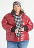 Knit Trimmed Glossed Puffer Jacket, Wine image number 0