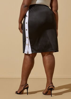 Snap Detailed Striped Skirt, Black image number 1